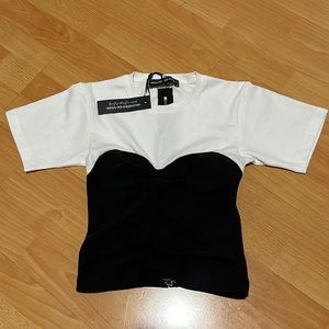 Maniere de voir black and white corset cropped top